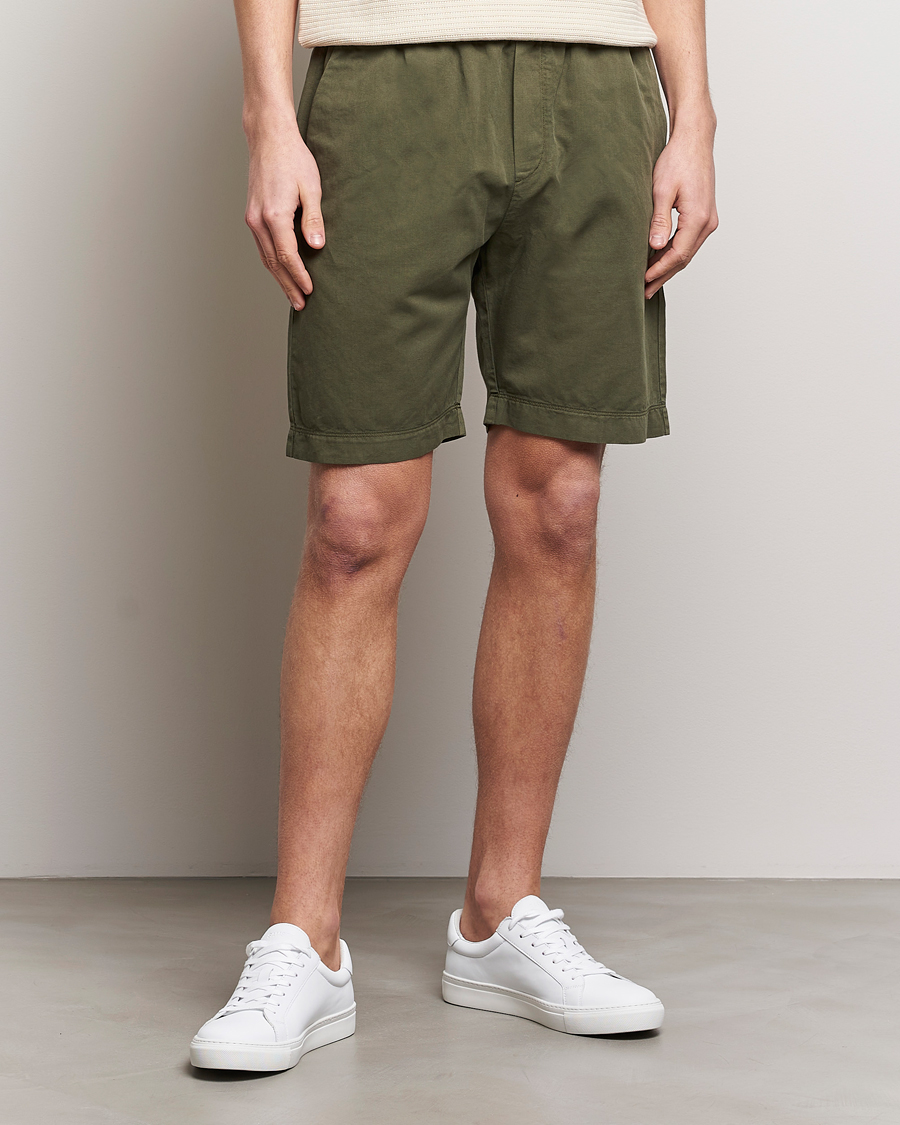 Herr | Sunspel | Sunspel | Cotton/Linen Drawstring Shorts Khaki