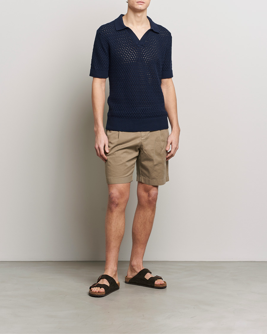 Herr | Shorts | Sunspel | Pleated Stretch Cotton Twill Shorts Dark Stone