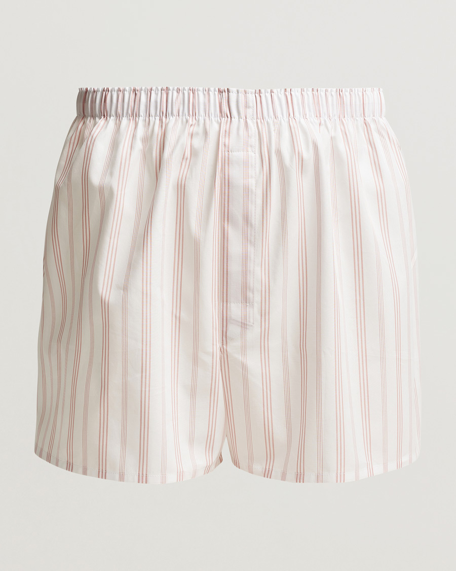 Herr | Underkläder | Sunspel | Classic Woven Cotton Boxer Shorts Pale Pink Stripe