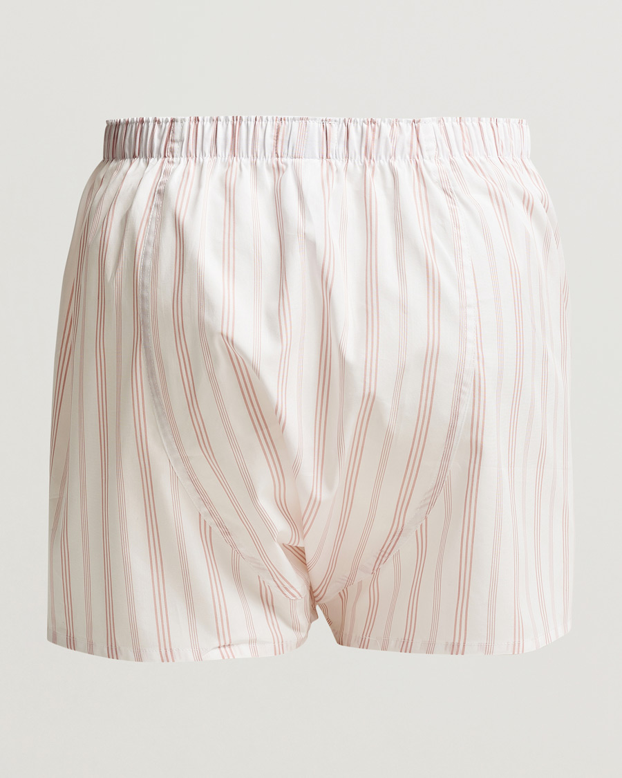 Herr |  | Sunspel | Woven Cotton Boxers Pale Pink Stripe
