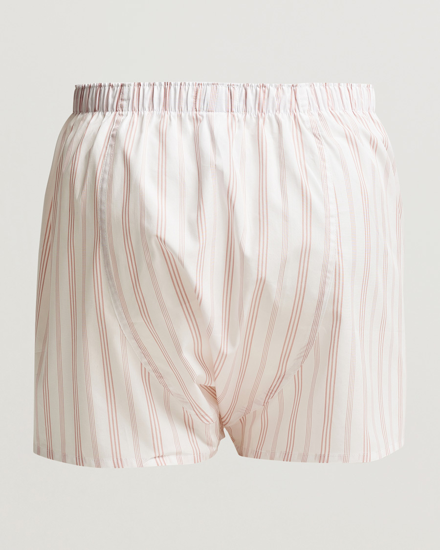 Herr | Best of British | Sunspel | Woven Cotton Boxers Pale Pink Stripe