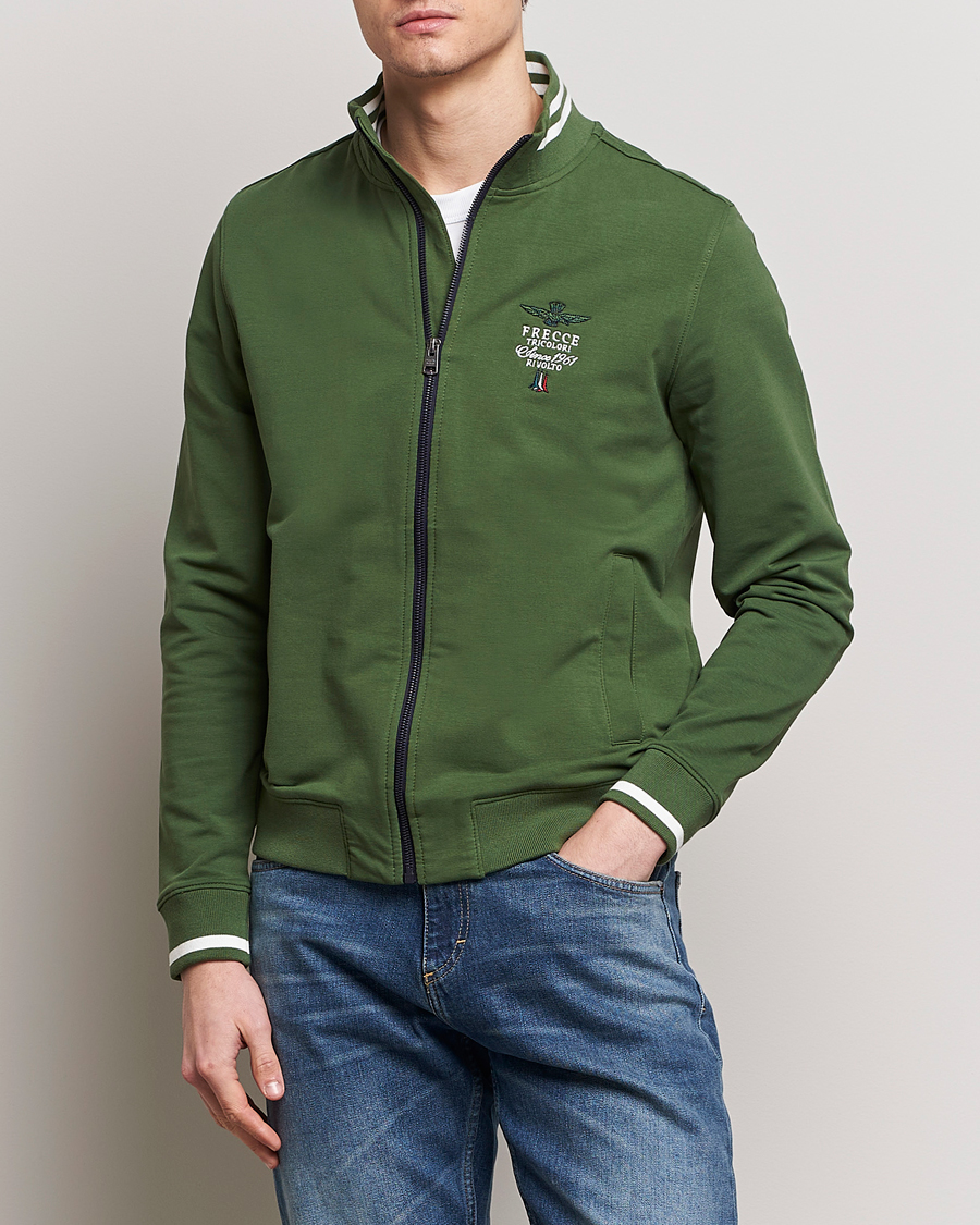 Herr | 30% rea | Aeronautica Militare | Full Zip Sweater Seaweed Green