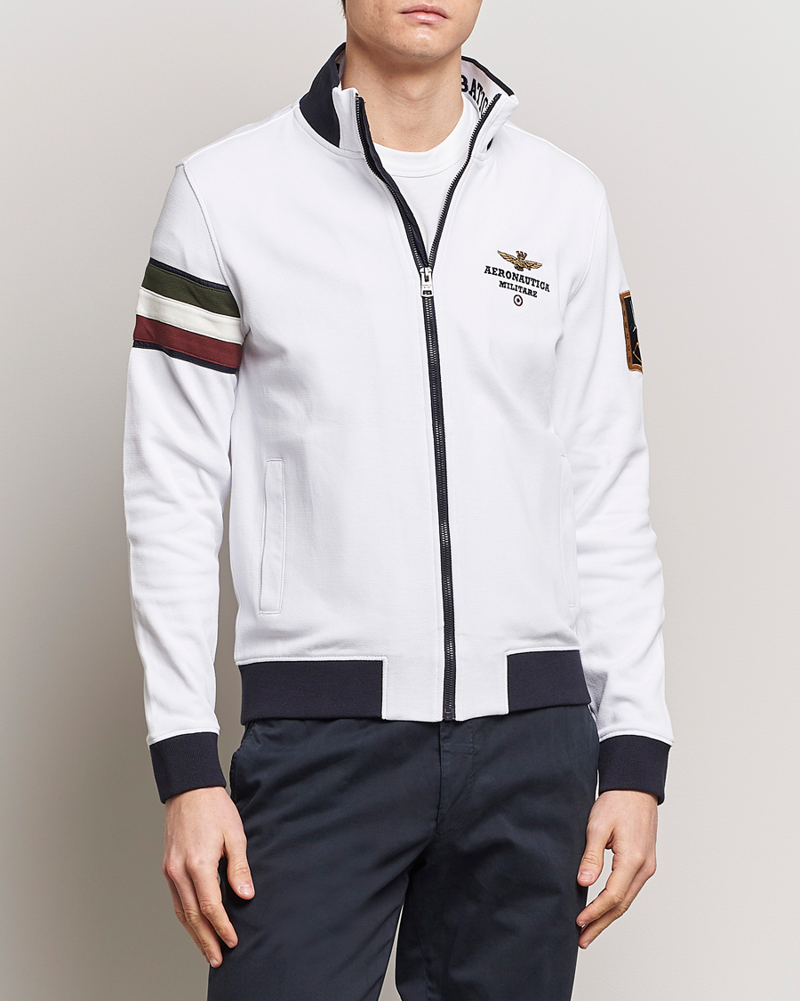 Herre |  | Aeronautica Militare | Full Zip Tricolori Sweater Off White