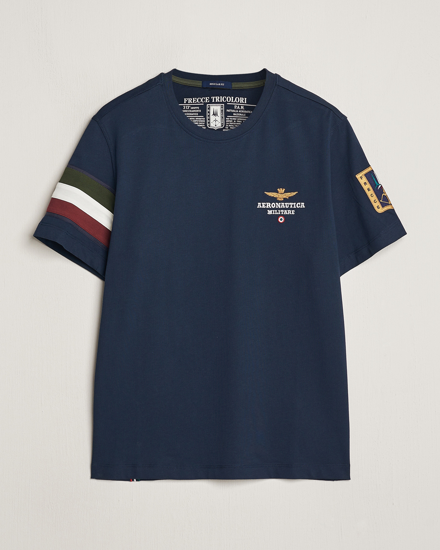 Herr | T-Shirts | Aeronautica Militare | Tricolori Crew Neck T-Shirt Navy