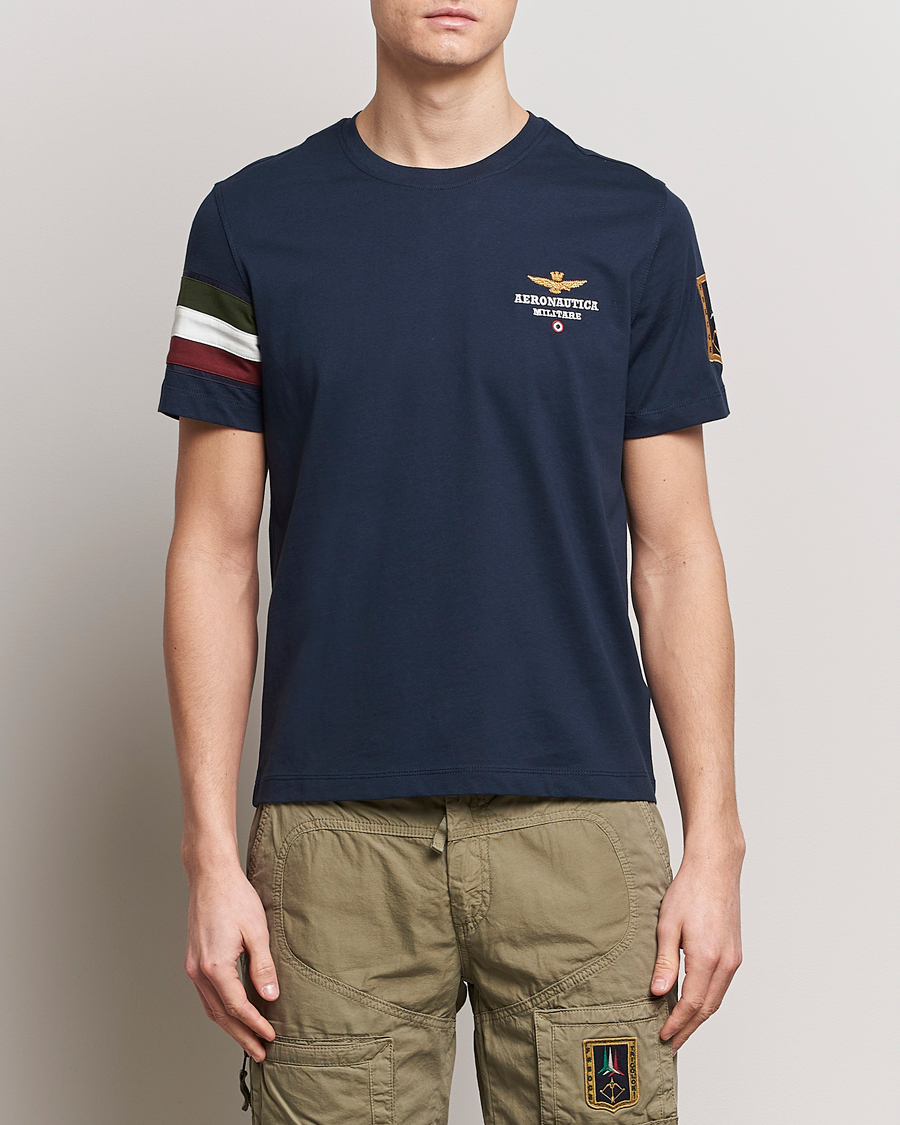 Herr |  | Aeronautica Militare | Tricolori Crew Neck T-Shirt Navy