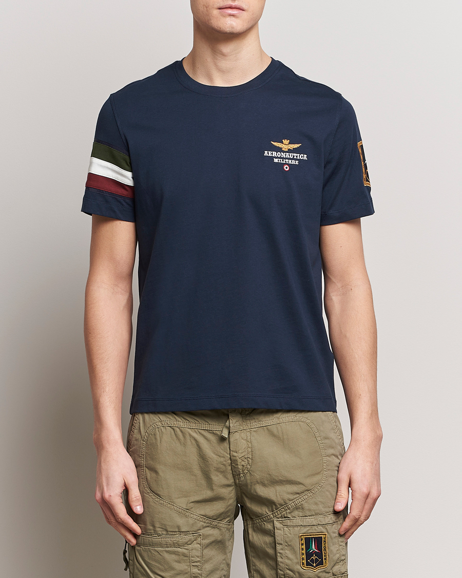 Herr | T-Shirts | Aeronautica Militare | Tricolori Crew Neck T-Shirt Navy