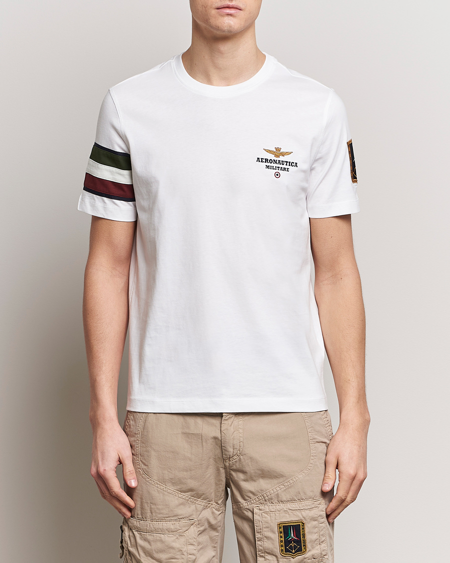 Herr |  | Aeronautica Militare | Tricolori Crew Neck T-Shirt Off White