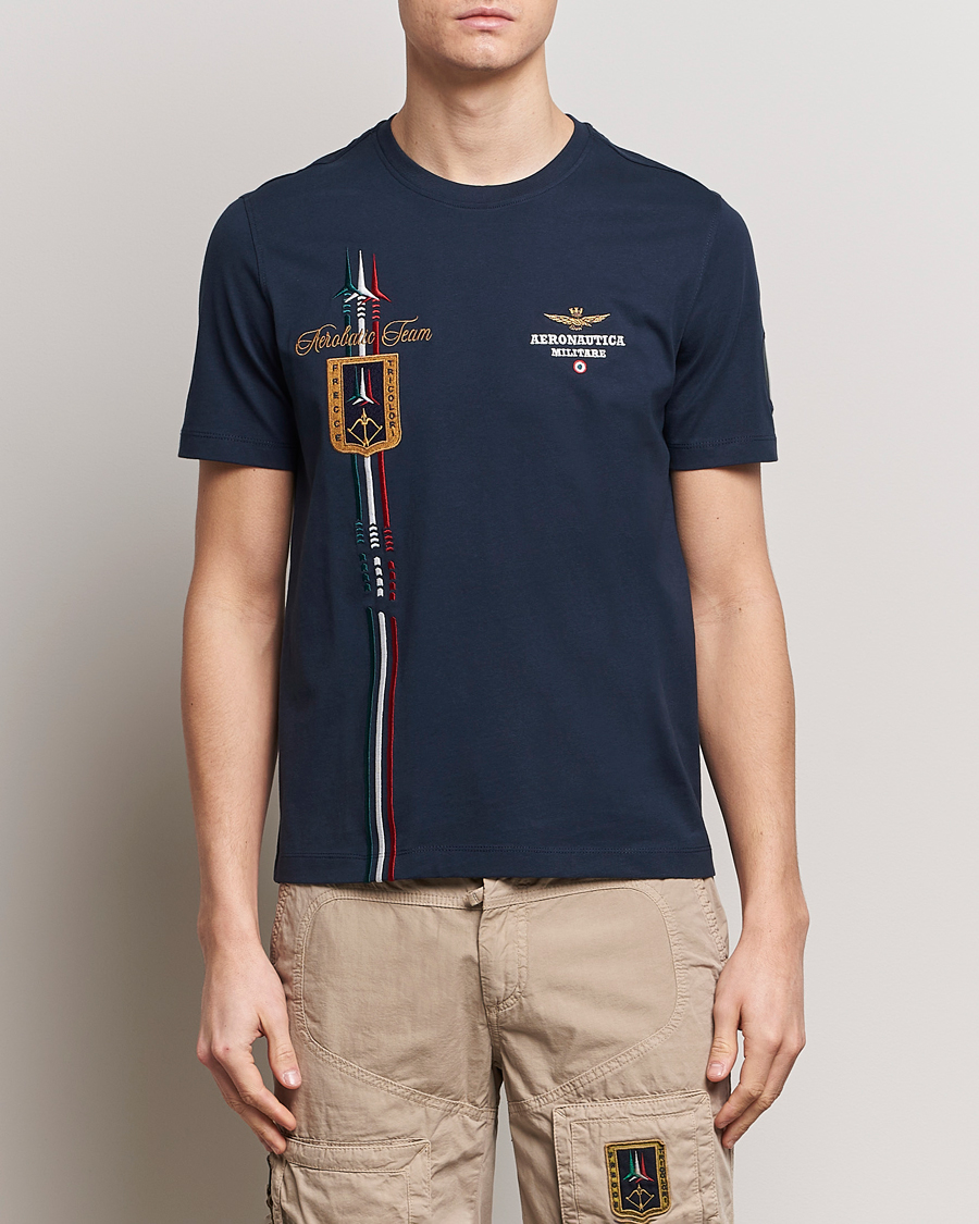 Herr | 30% rea | Aeronautica Militare | Tricolori Crew Neck T-Shirt Navy