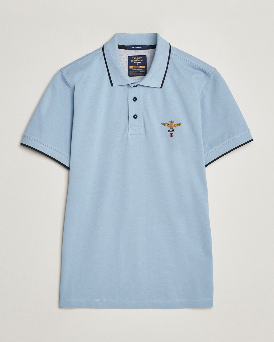 Herr | Pikéer | Aeronautica Militare | Garment Dyed Cotton Polo Glacier Blue