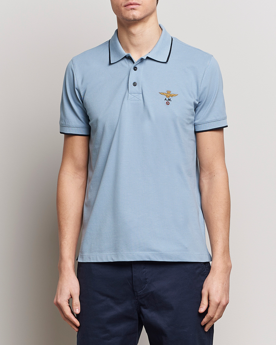 Herr | Realisation | Aeronautica Militare | Garment Dyed Cotton Polo Glacier Blue