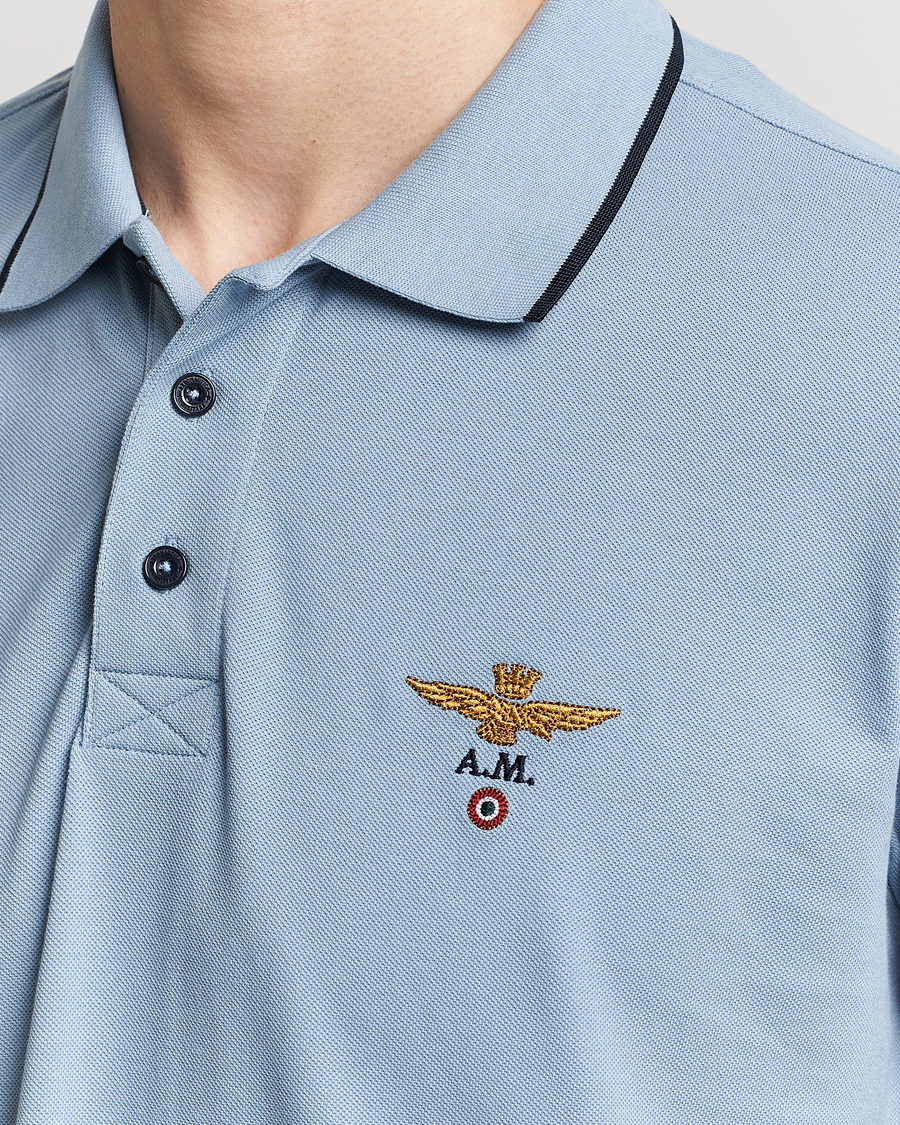 Herr | Pikéer | Aeronautica Militare | Garment Dyed Cotton Polo Glacier Blue