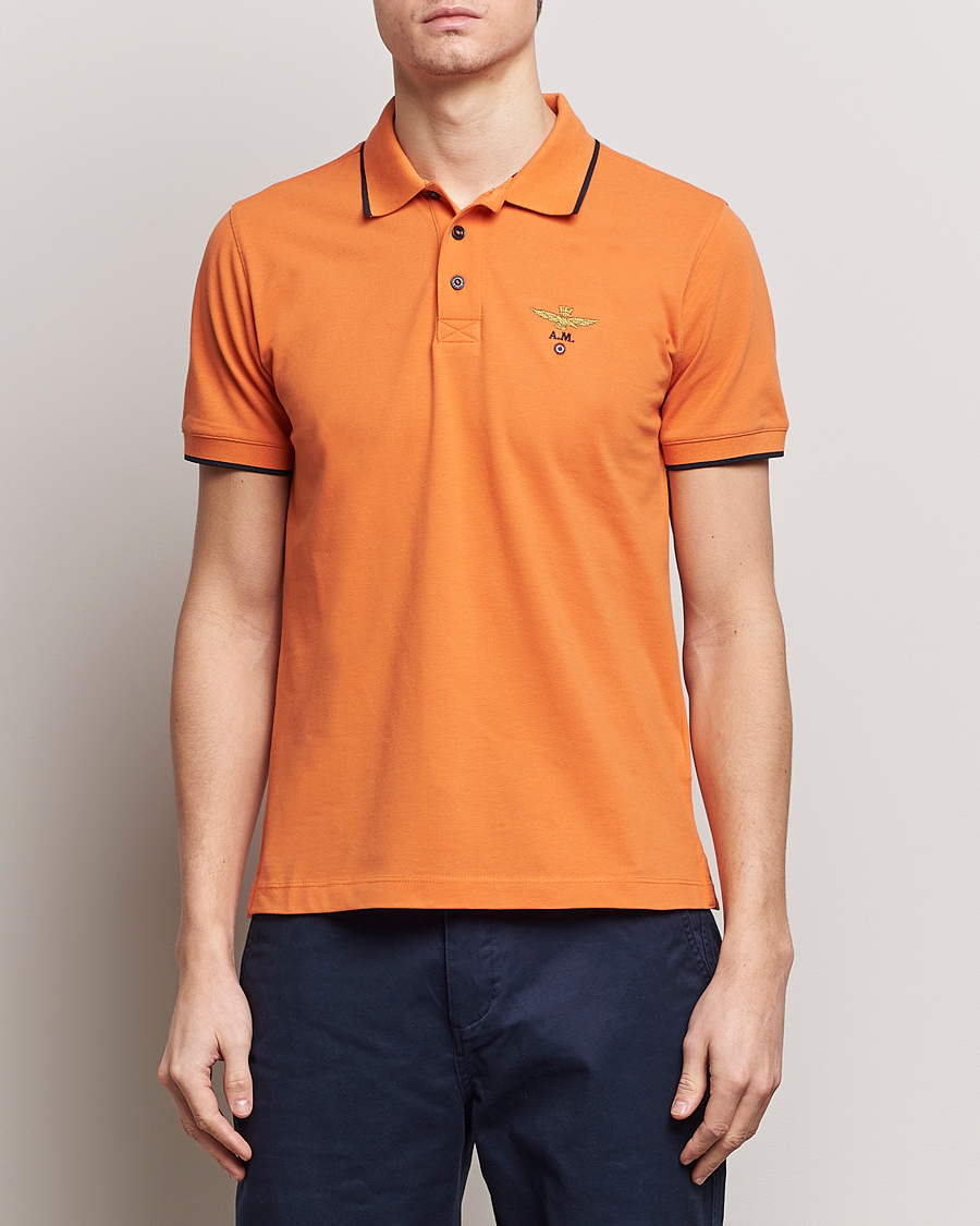 Herr | Aeronautica Militare | Aeronautica Militare | Garment Dyed Cotton Polo Carrot Orange