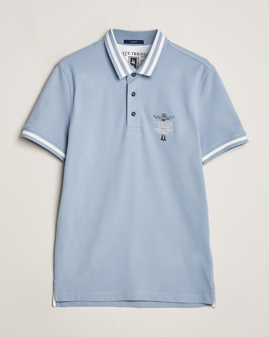 Herr | Pikéer | Aeronautica Militare | Tipped Polo Glacier Blue