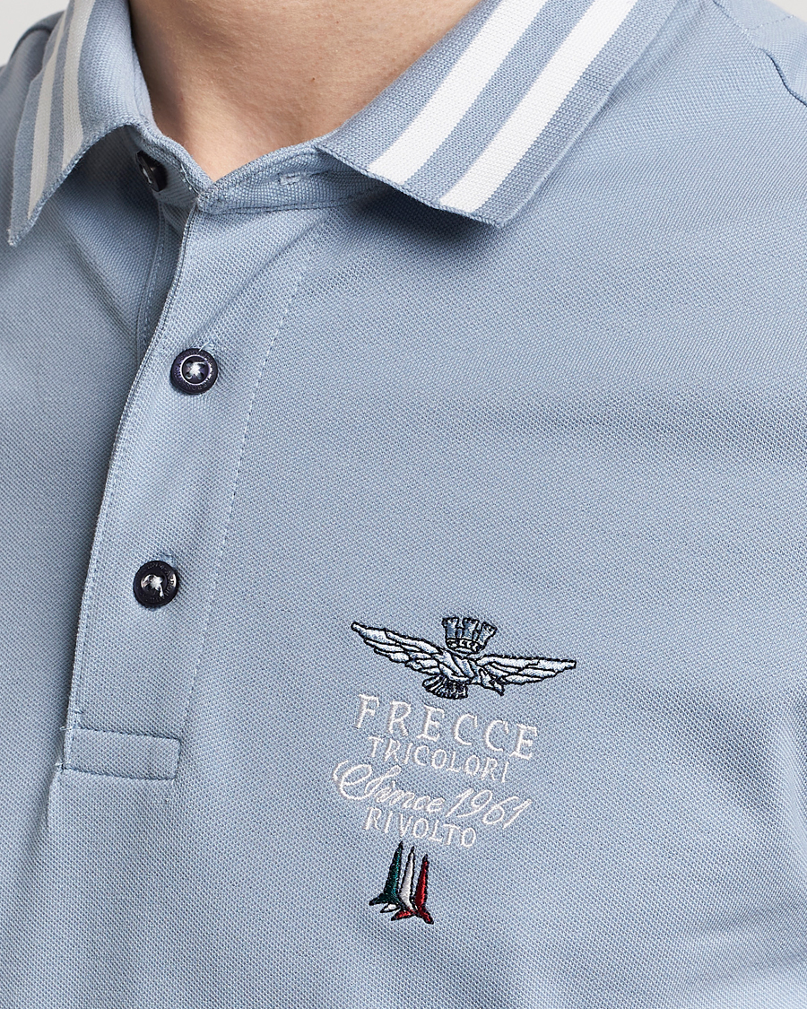 Herr | Pikéer | Aeronautica Militare | Tipped Polo Glacier Blue