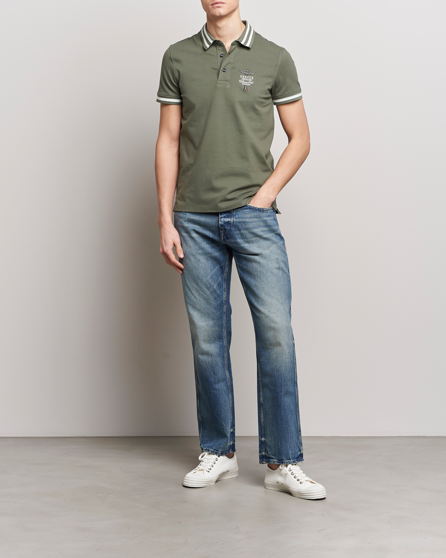 Herr | Pikéer | Aeronautica Militare | Tipped Polo Verde Green