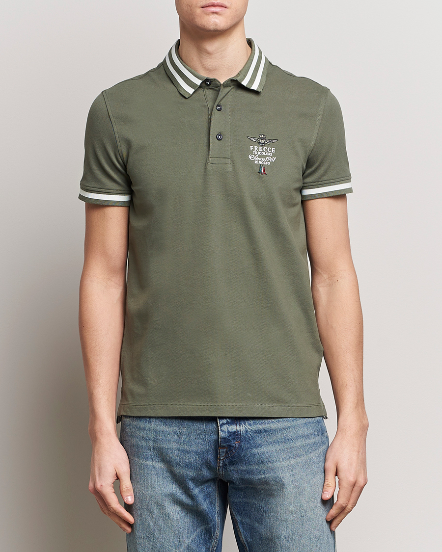 Herr | Pikéer | Aeronautica Militare | Tipped Polo Verde Green