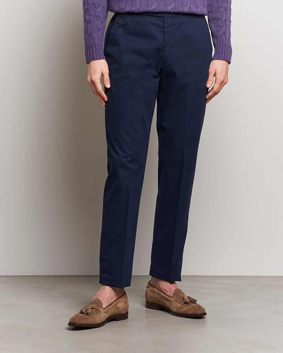 Herr | Byxor | Ralph Lauren Purple Label | Cotton Poplin Trousers Spring Navy