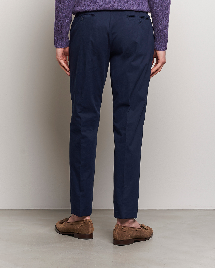 Herr | Byxor | Ralph Lauren Purple Label | Cotton Poplin Trousers Spring Navy
