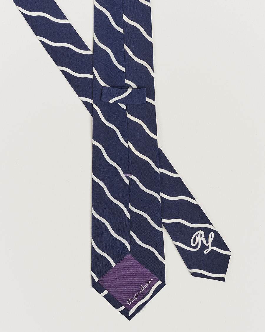 Herr |  | Ralph Lauren Purple Label | Striped Silk Tie Navy/White