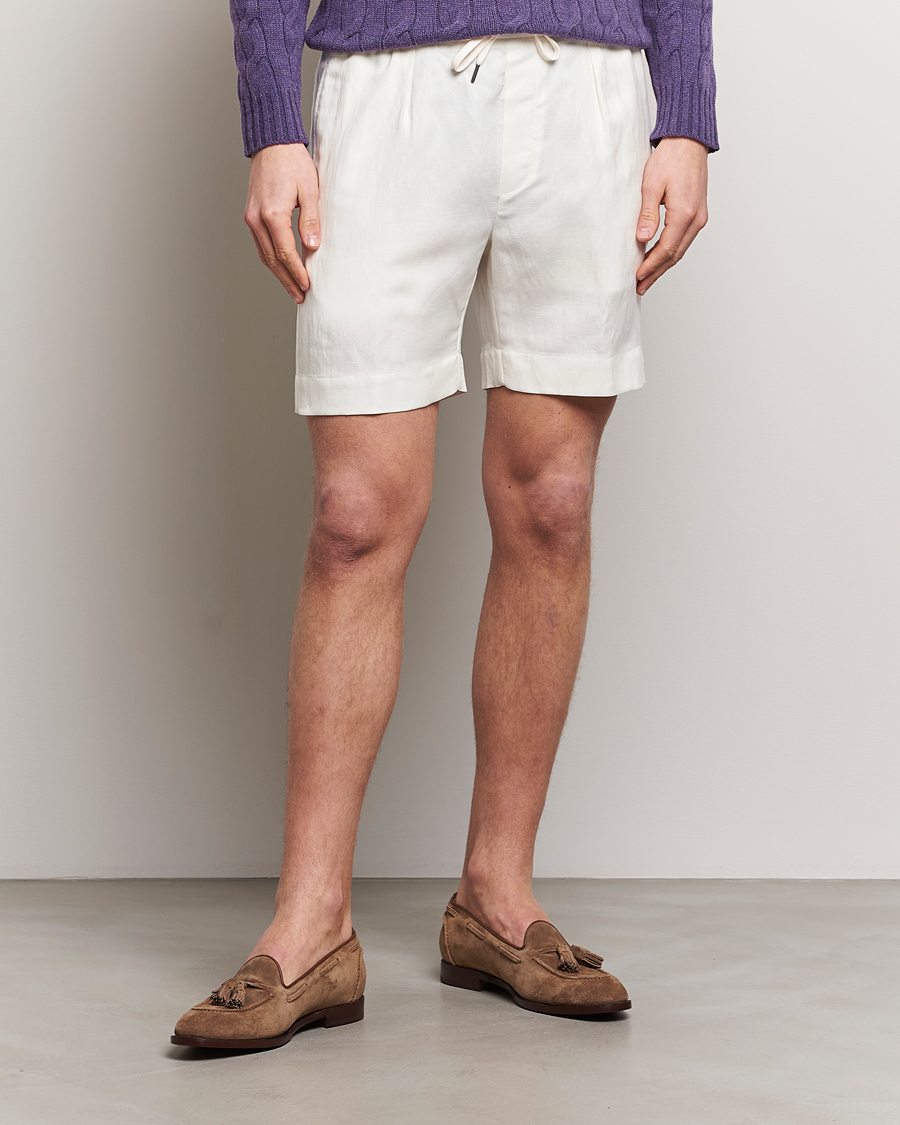 Herr | Linneshorts | Ralph Lauren Purple Label | Linen/Silk Drawstring Shorts White