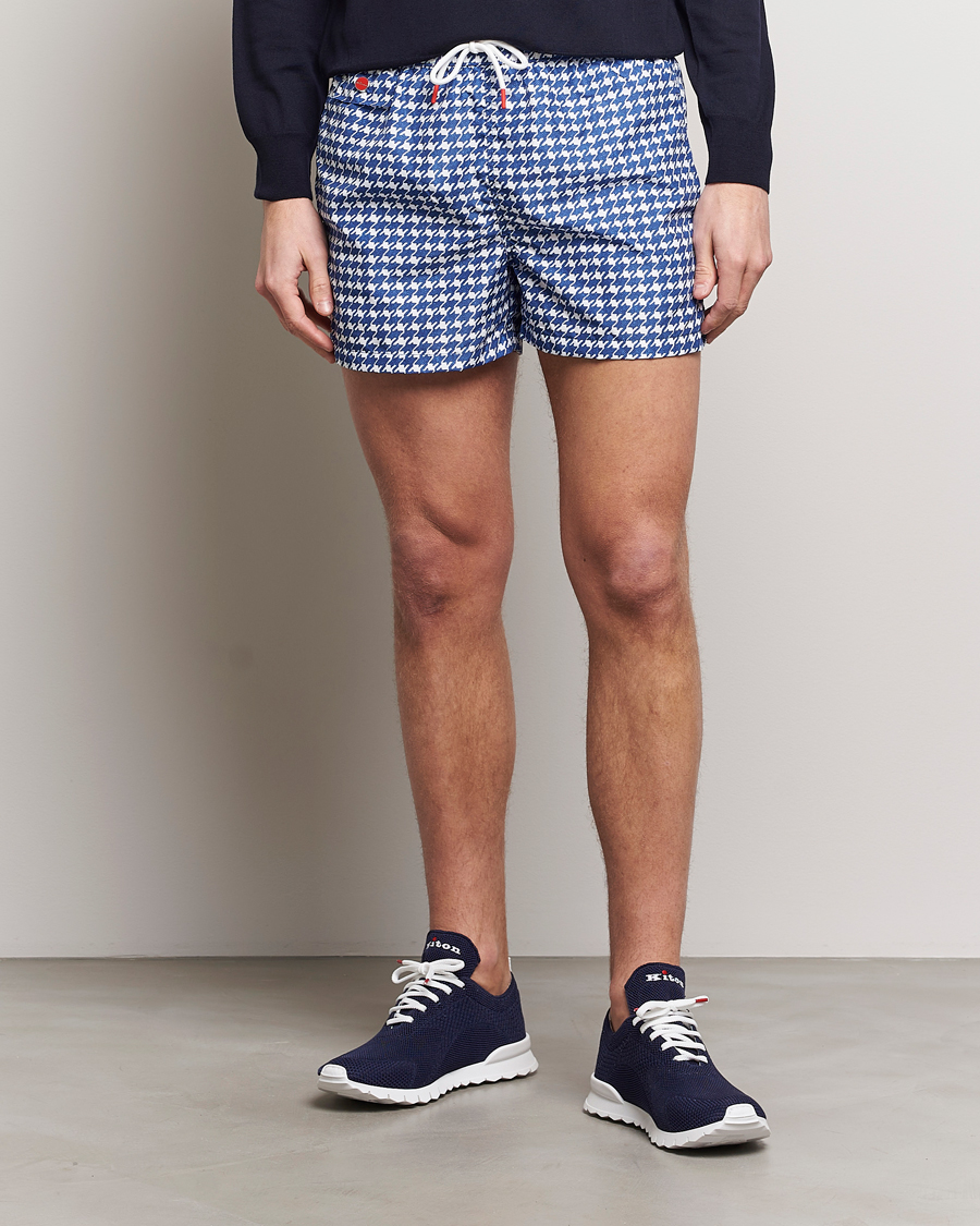 Herr | Italian Department | Kiton | Printed Nylon Swim Shorts Navy