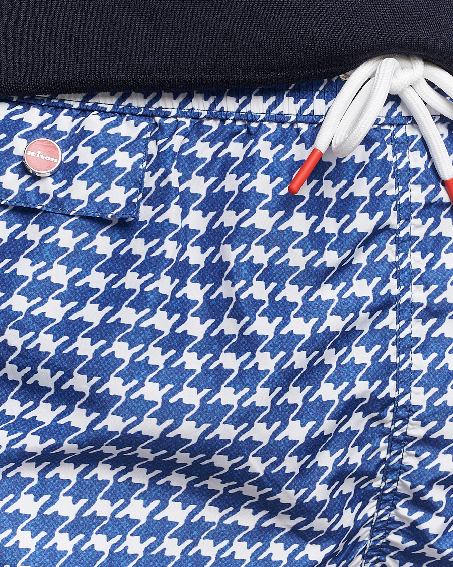 Herr | Badbyxor | Kiton | Printed Nylon Swim Shorts Navy