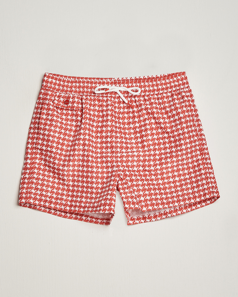Herr | Badbyxor | Kiton | Printed Nylon Swim Shorts Red
