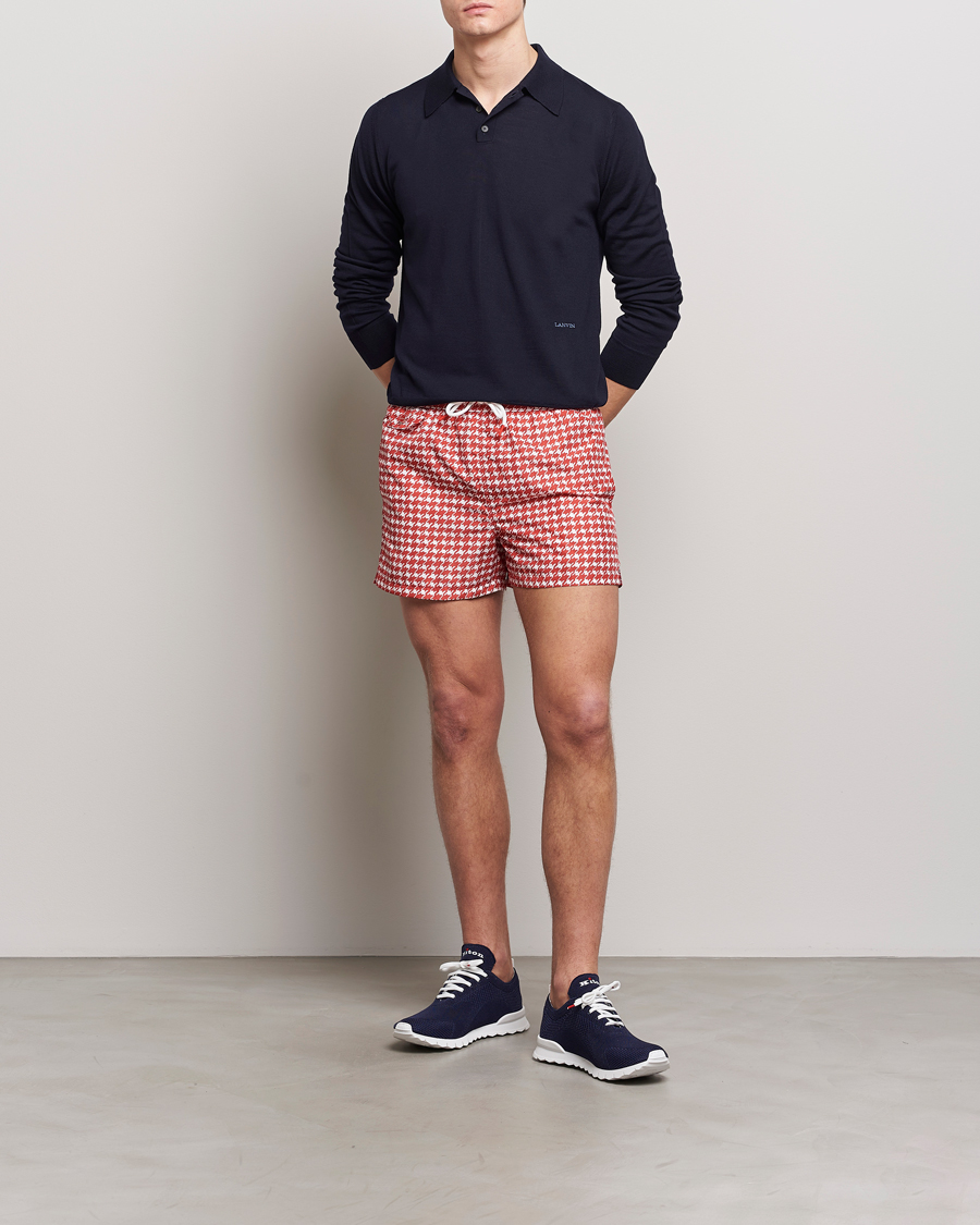 Herr | Badbyxor | Kiton | Printed Nylon Swim Shorts Red