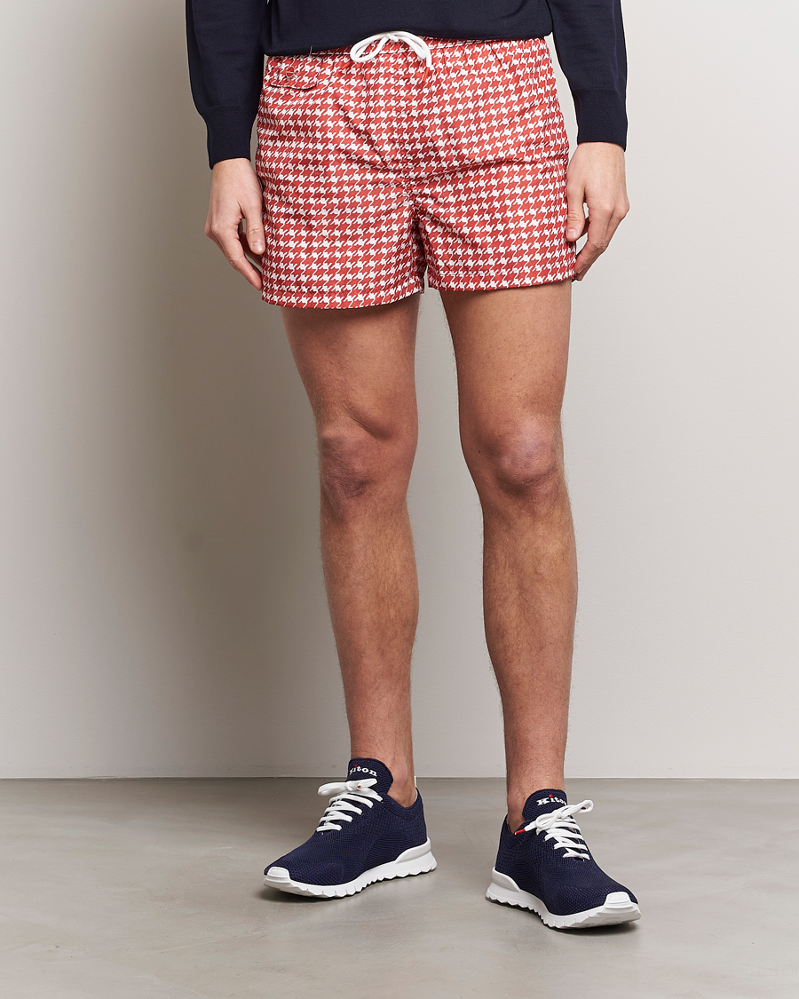 Herr | Badbyxor | Kiton | Printed Nylon Swim Shorts Red