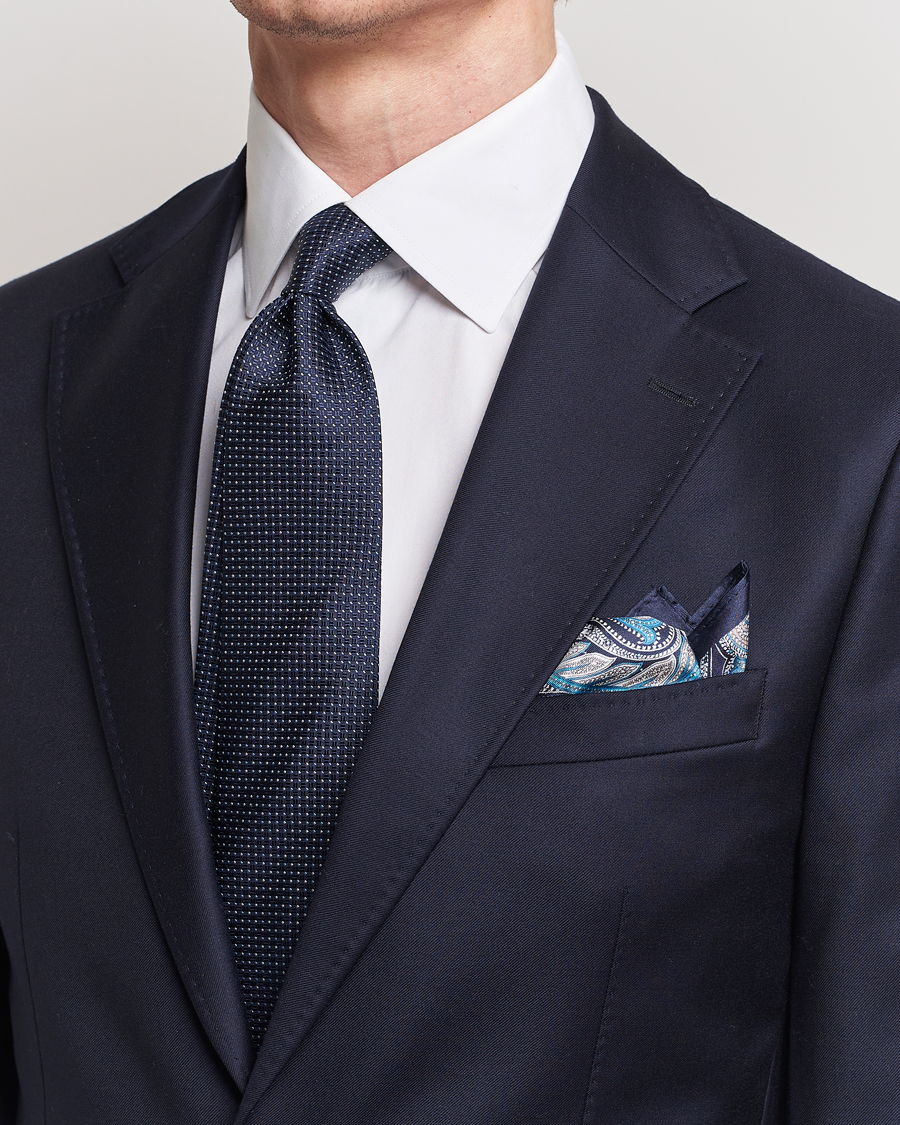 Herr | Slipsar | Amanda Christensen | Box Set Silk Twill 8cm Tie With Pocket Square Navy