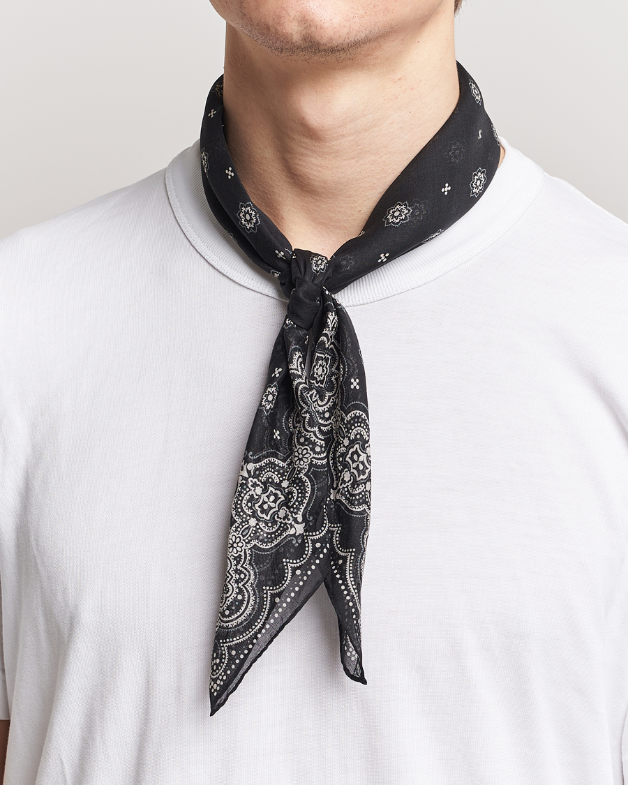 Herr | Scarves | Amanda Christensen | Cotton Voilé Printed Medallion Bandana Black