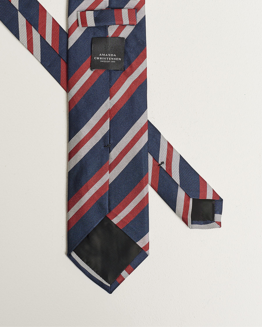 Herr |  | Amanda Christensen | Silk Club Striped 8cm Tie Navy/Red