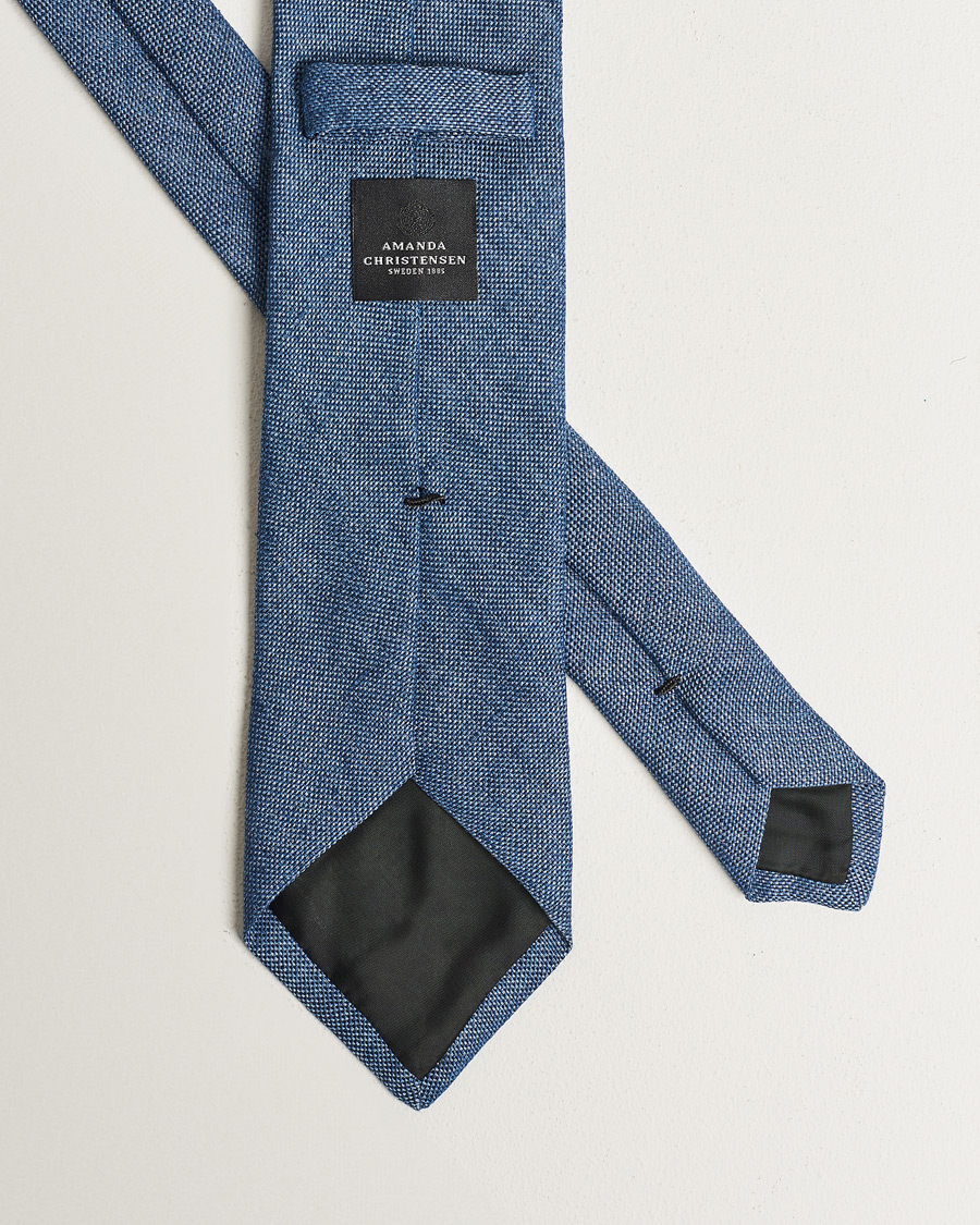 Herr | Slipsar | Amanda Christensen | Amanda ChristensenHopsack Linen 8cm TieBlue