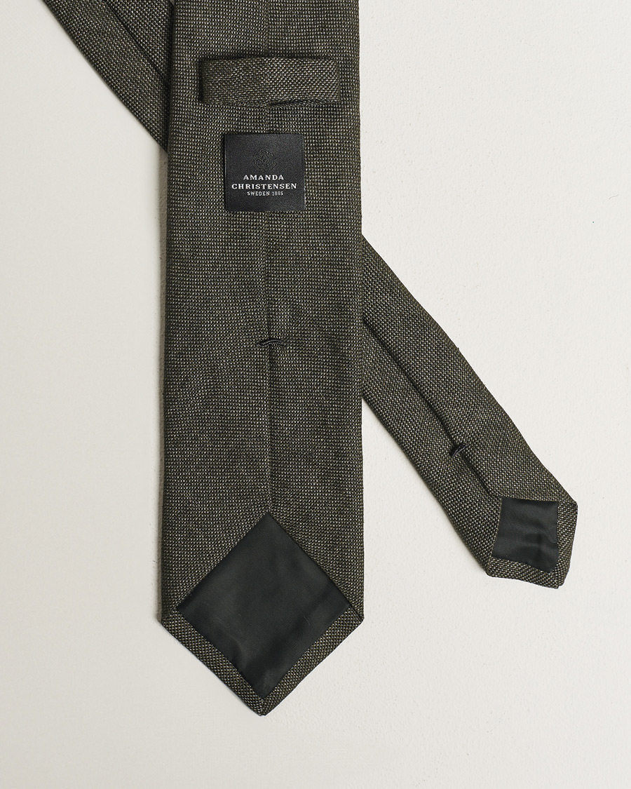 Herr | Slipsar | Amanda Christensen | Hopsack Linen 8cm Tie Dark Olive