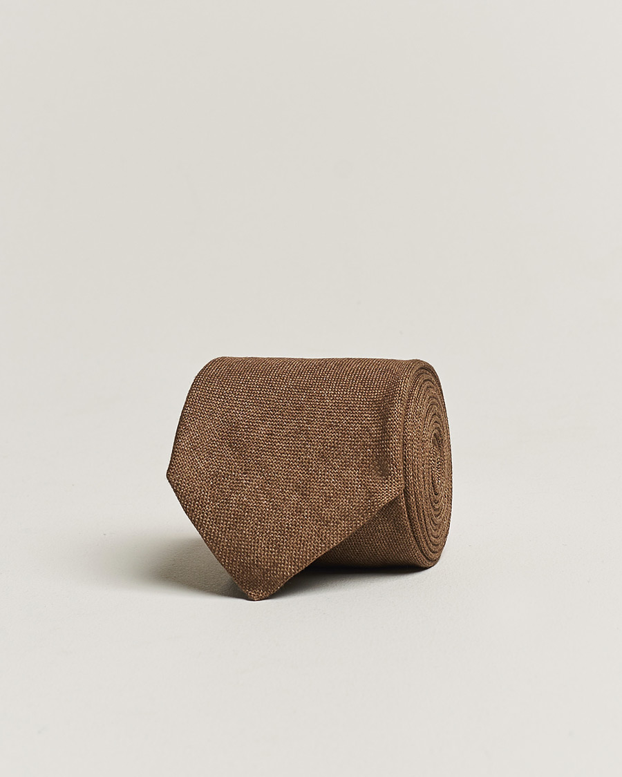 Herr | Slipsar | Amanda Christensen | Hopsack Linen 8cm Tie Brown