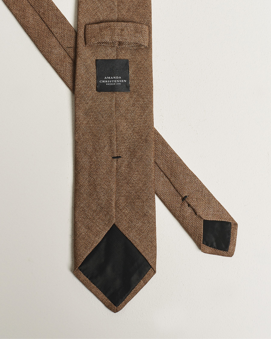 Herr | Slipsar | Amanda Christensen | Hopsack Linen 8cm Tie Brown