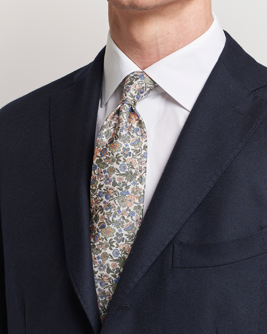 Herr | Avdelningar | Amanda Christensen | Silk Oxford Printed Flower 8cm Tie Green