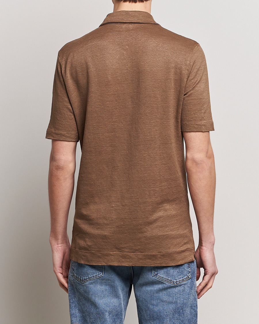 Herr | Pikéer | Massimo Alba | Wembley Linen Polo Dark Brown