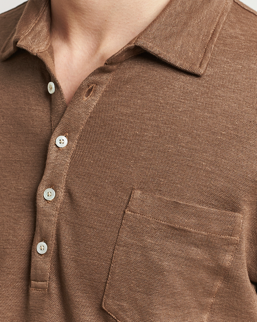 Herr | Pikéer | Massimo Alba | Wembley Linen Polo Dark Brown
