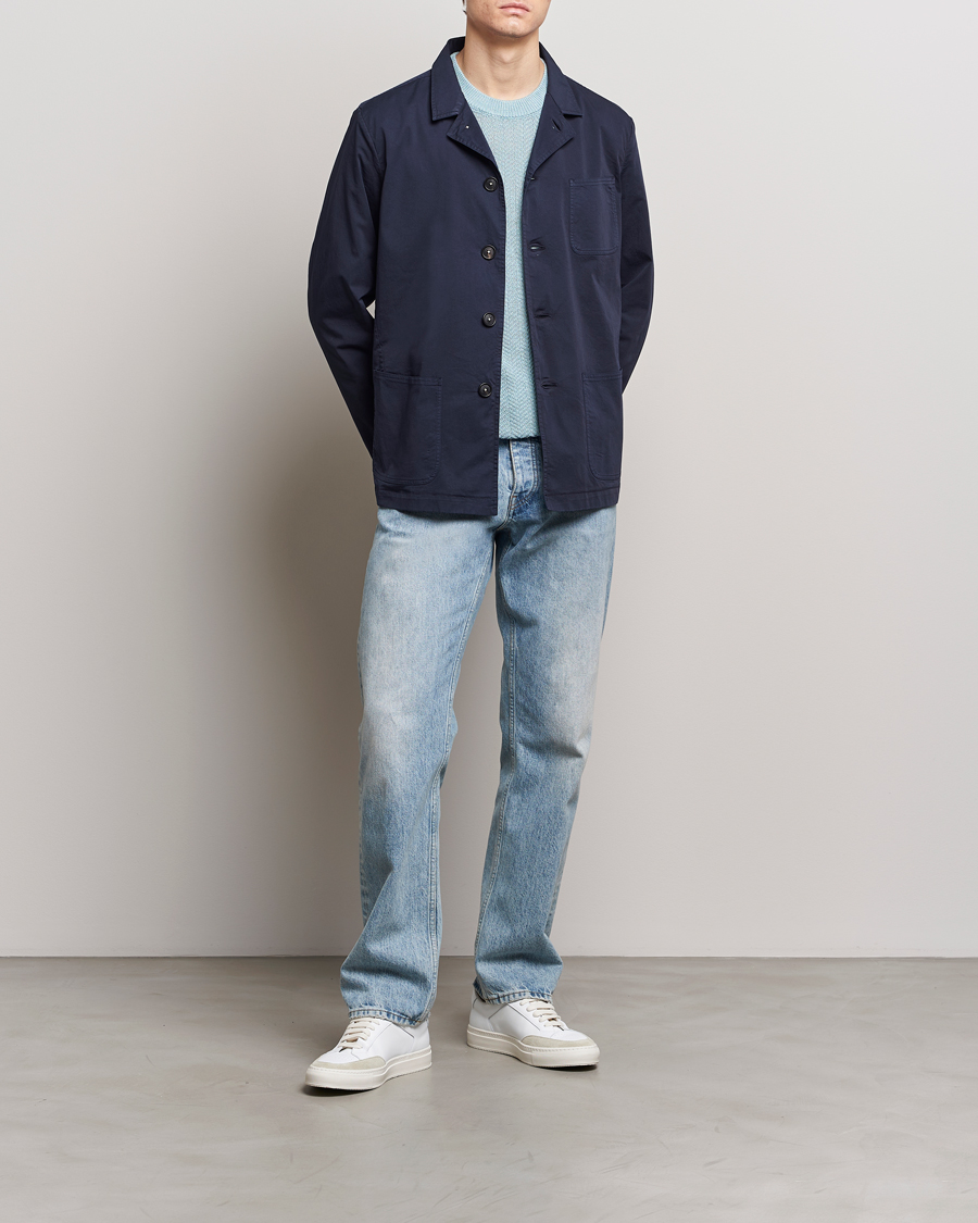 Herr | Skjortor | Massimo Alba | Florida Stone Washed Shirt Jacket Navy