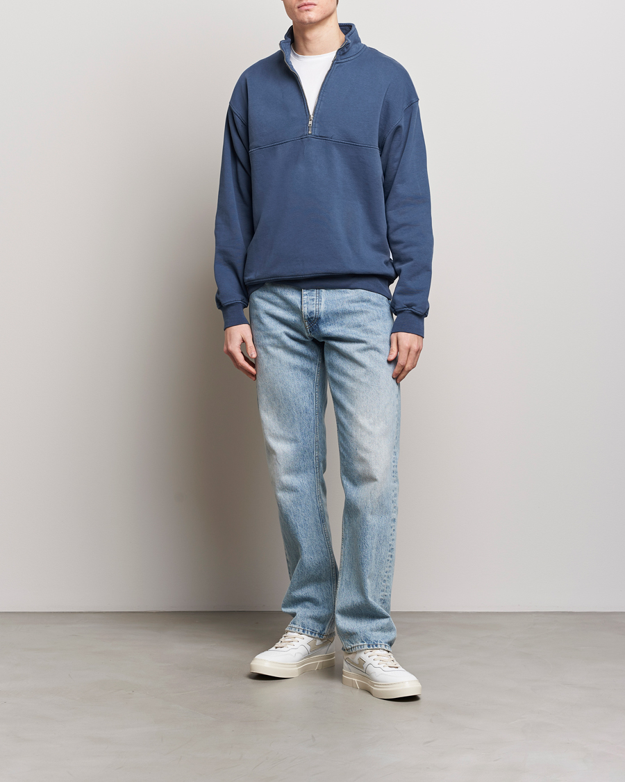 Herr | Tröjor | Colorful Standard | Classic Organic Half-Zip Petrol Blue