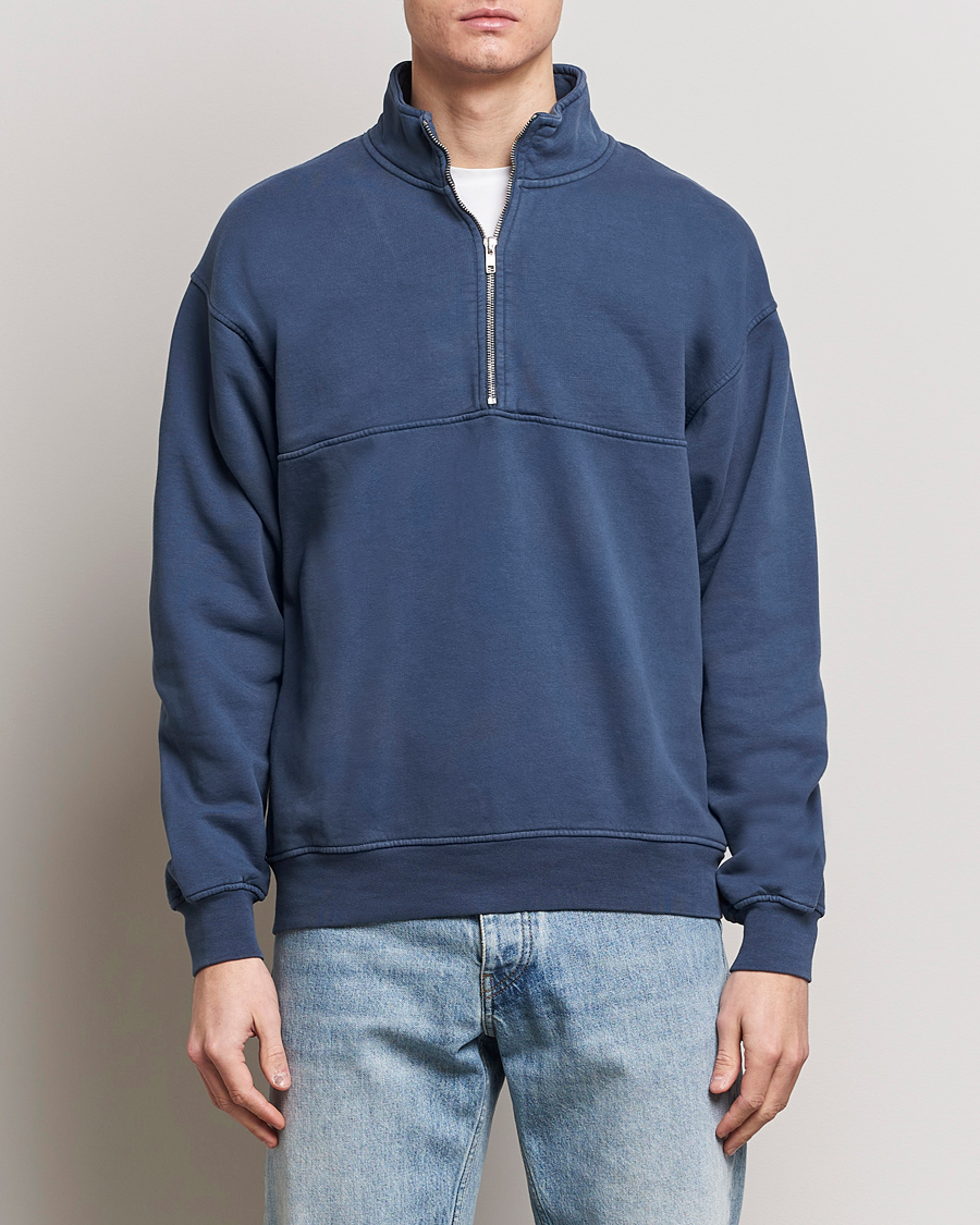 Herr | Tröjor | Colorful Standard | Classic Organic Half-Zip Petrol Blue