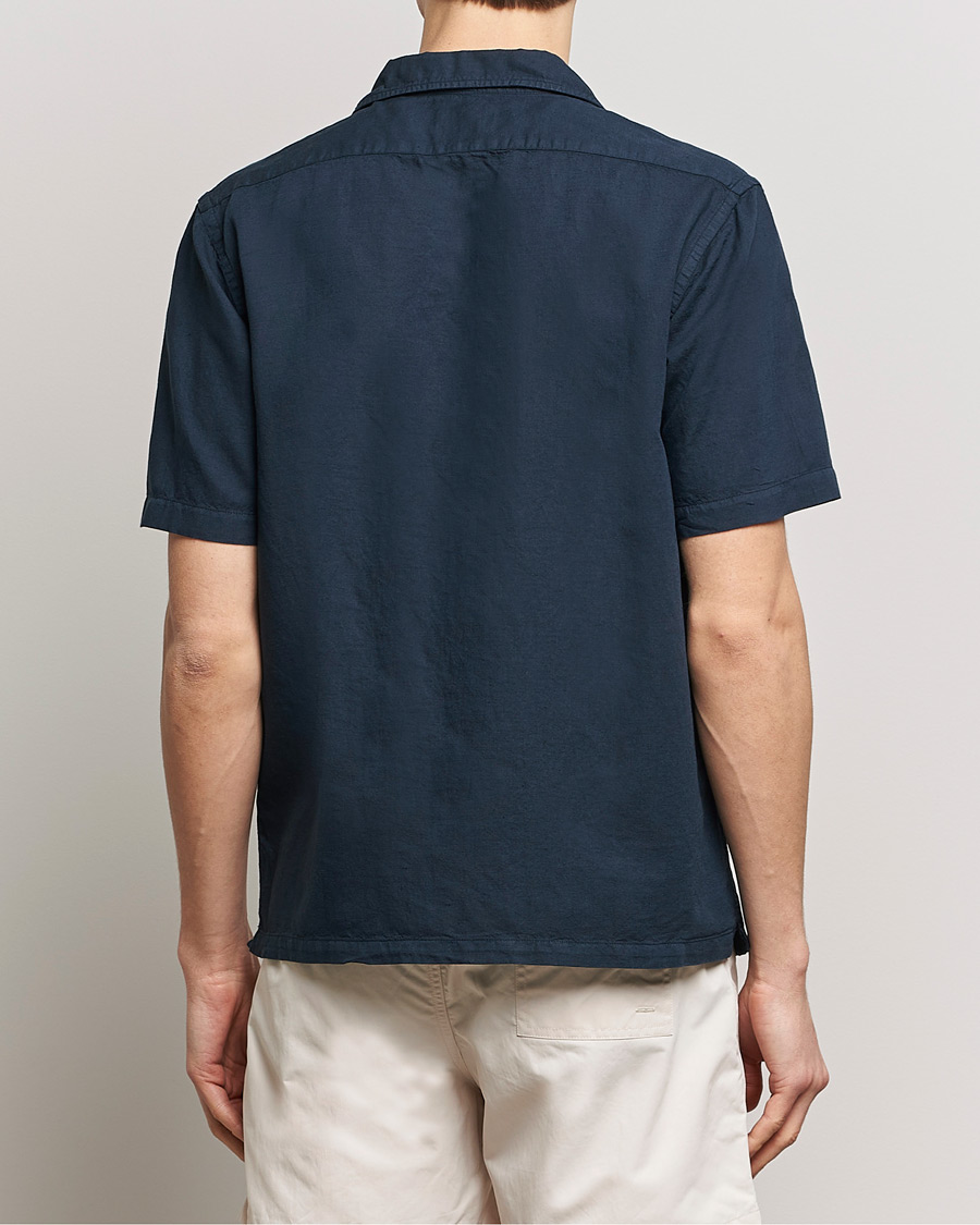 Herr | Skjortor | Colorful Standard | Cotton/Linen Short Sleeve Shirt Navy Blue