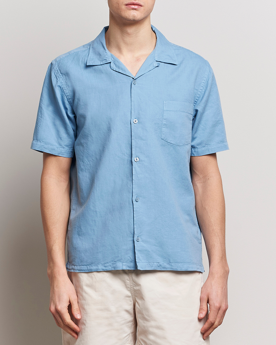 Herr | Linneskjortor | Colorful Standard | Cotton/Linen Short Sleeve Shirt Seaside Blue