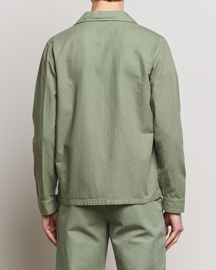 Herr | Jackor | Aspesi | Cotton Herringbone Shirt Jacket Sage