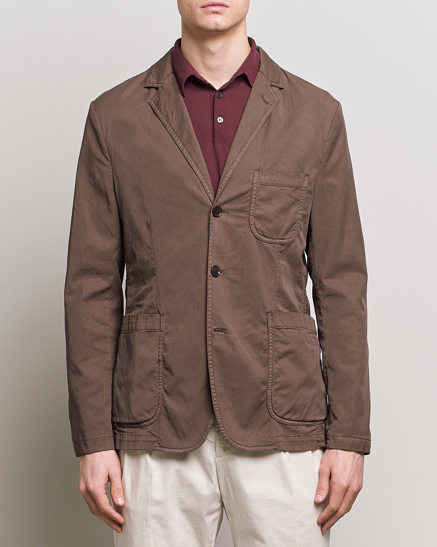 Herr | Italian Department | Aspesi | Samuraki Washed Cotton Blazer Dark Brown