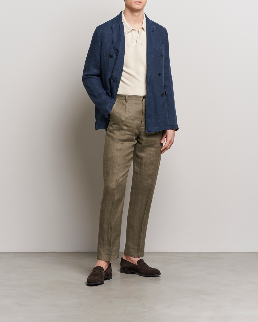 Herr | Kavajer | Aspesi | Sugimoto Double Breasted Hemp Blazer Navy