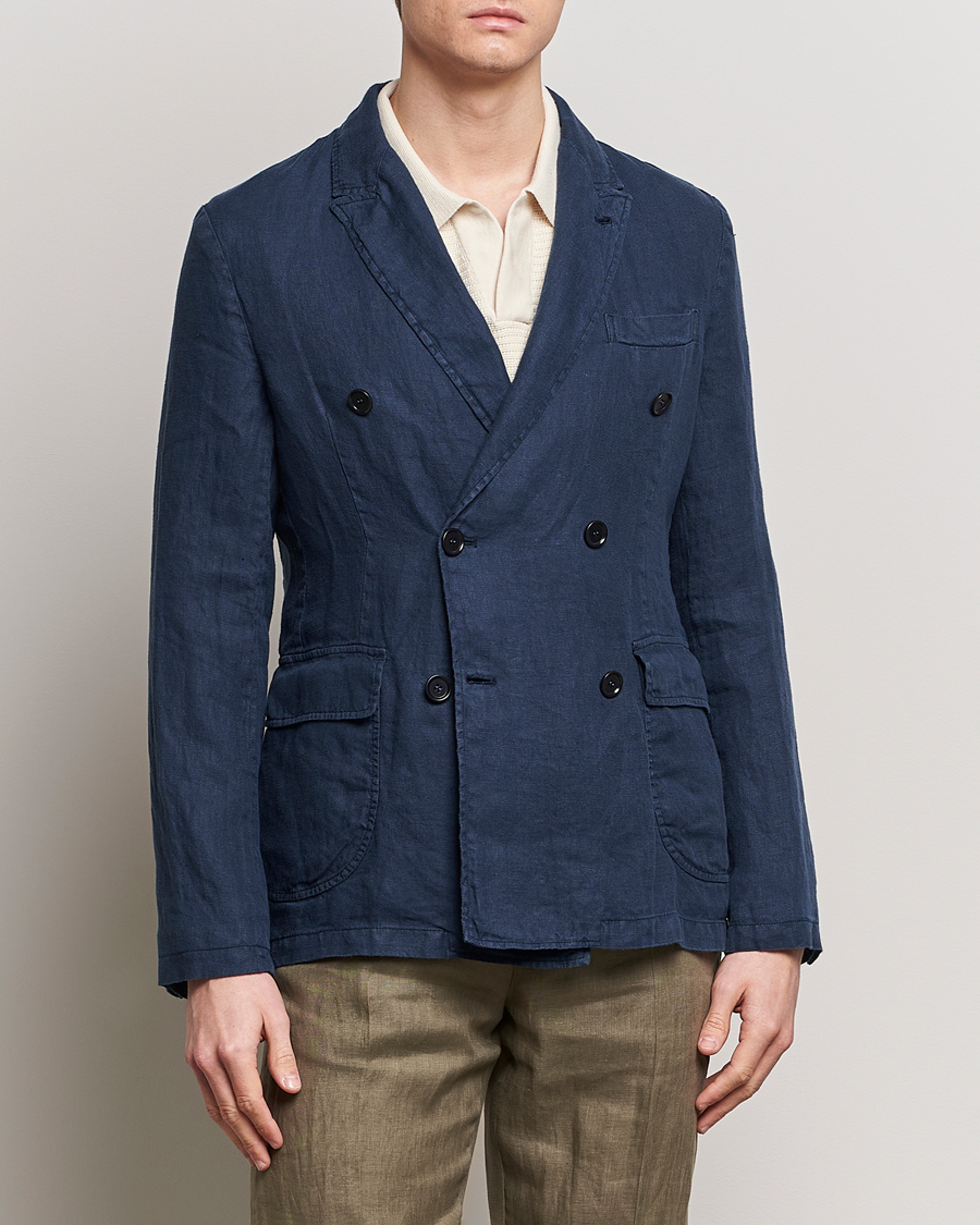 Herr | Italian Department | Aspesi | Sugimoto Double Breasted Hemp Blazer Navy