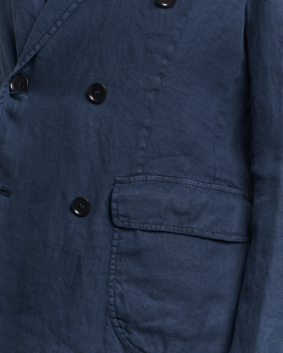 Herr | Kavajer | Aspesi | Sugimoto Double Breasted Hemp Blazer Navy