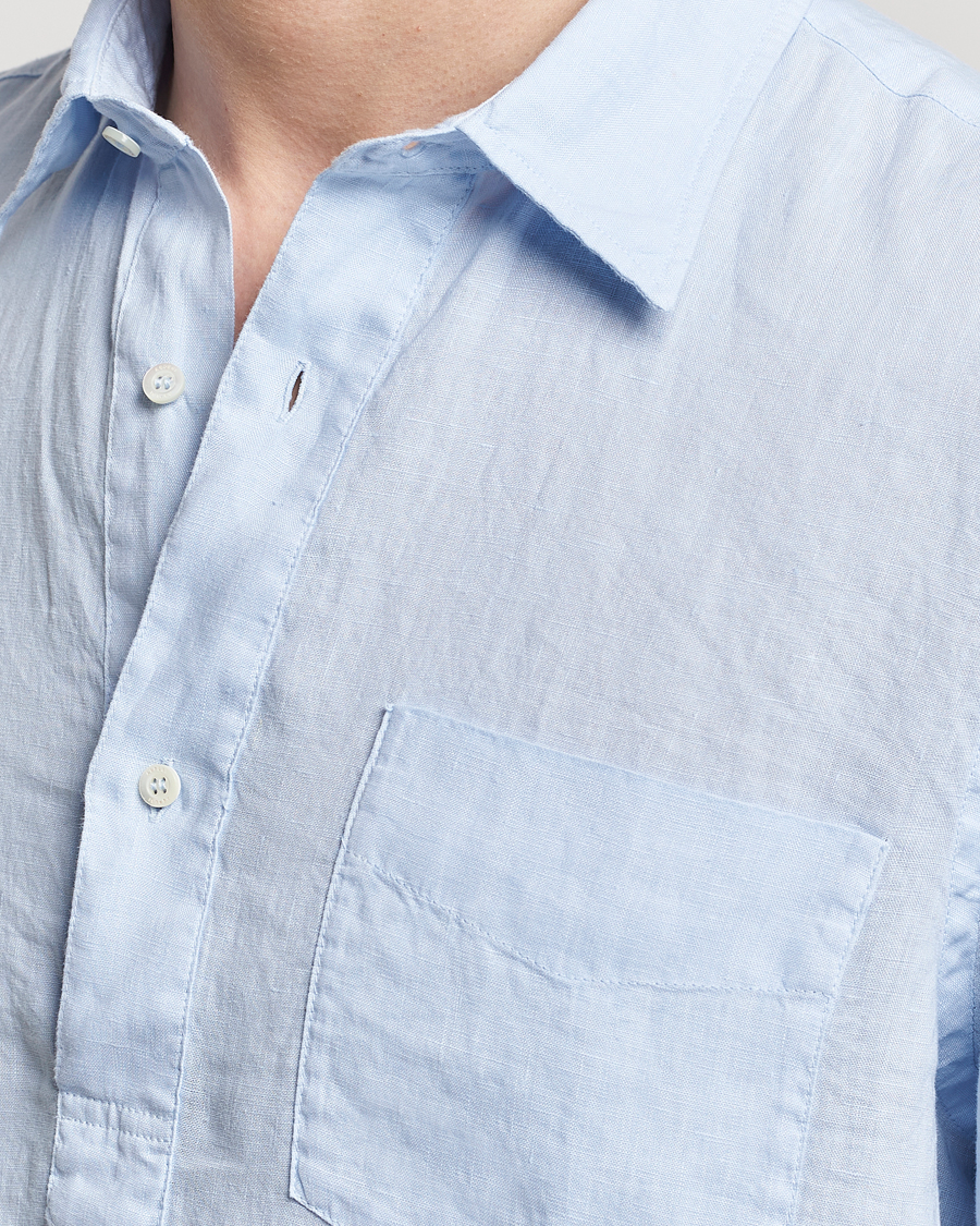 Herr | Skjortor | Aspesi | Linen Popover Shirt Light Blue